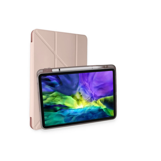 Apple iPad Air 4 10.9 Kılıf Kalemlikli Mars Tablet Kılıfı - Rose Gold