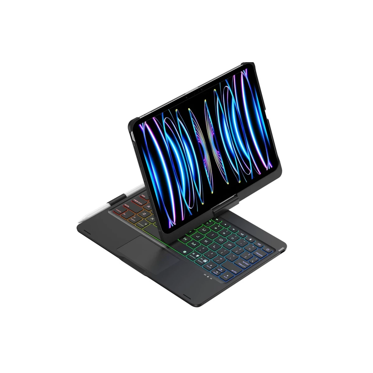 Apple iPad Pro 11 (2024) F11 ATS Kılıf Magic Dönen Klavyeli Tablet Kılıf - Siyah
