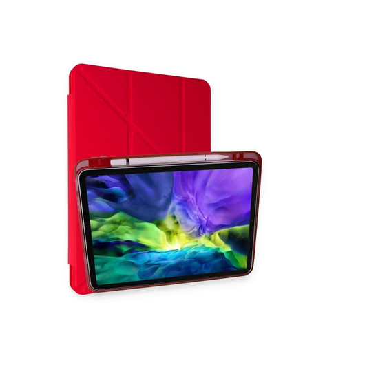 Apple iPad Pro 11 (2024) Kılıf Kalemlikli Mars Tablet Kılıfı - Kırmızı