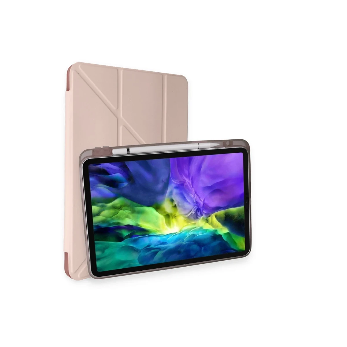 Apple iPad Pro 11 (2024) Kılıf Kalemlikli Mars Tablet Kılıfı - Rose Gold