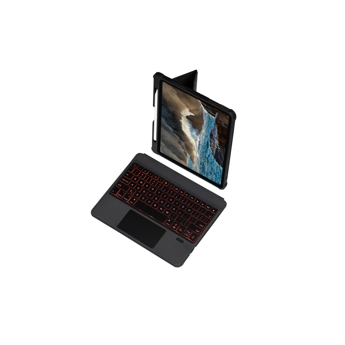 Apple T5209D iPad Pro 12.9 (2021) Kılıf İnter Ledli Klavyeli Tablet Kılıfı - Siyah
