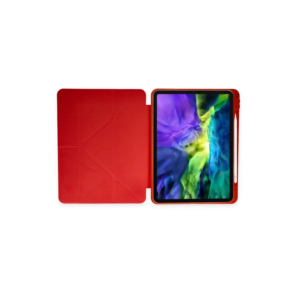Apple iPad Pro 12.9 (2021) Kılıf Kalemlikli Mars Tablet Kılıfı - Kırmızı