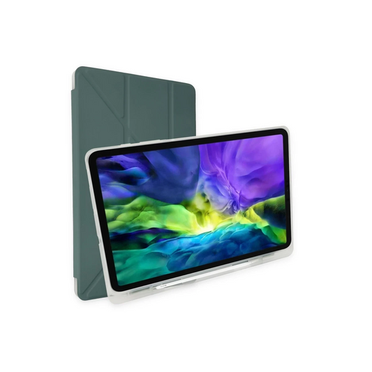 Apple iPad Pro 12.9 (2021) Kılıf Kalemlikli Mars Tablet Kılıfı - Koyu Yeşil