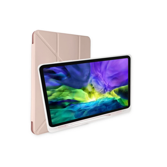 Apple iPad Pro 12.9 (2021) Kılıf Kalemlikli Mars Tablet Kılıfı - Rose Gold
