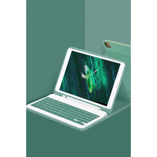Apple iPad Pro 12.9 (2024) Kılıf KC01 Smart Klavyeli Tablet Kılıfı - Koyu Yeşil