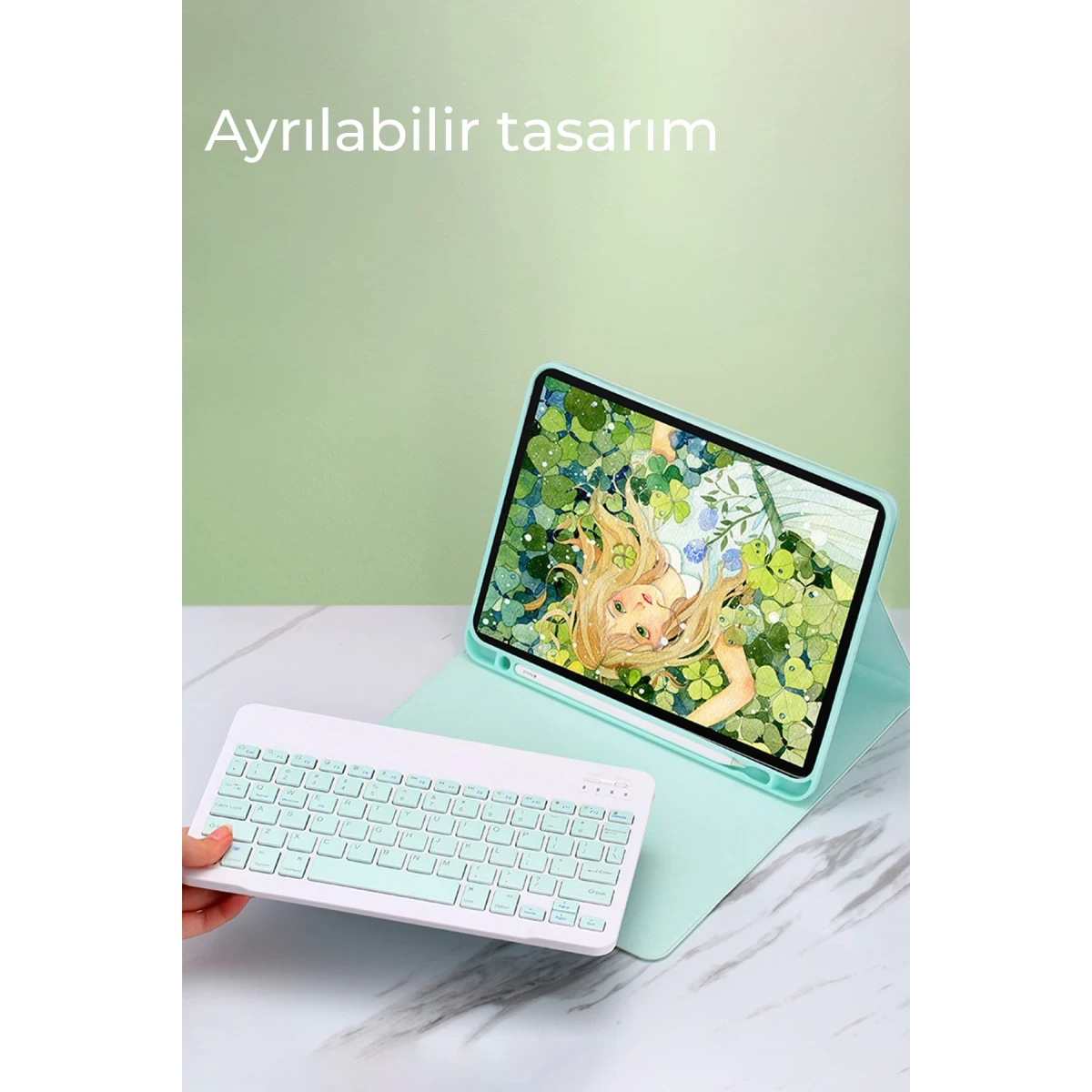 Apple iPad Pro 12.9 (2024) Kılıf KC01 Smart Klavyeli Tablet Kılıfı - Lila