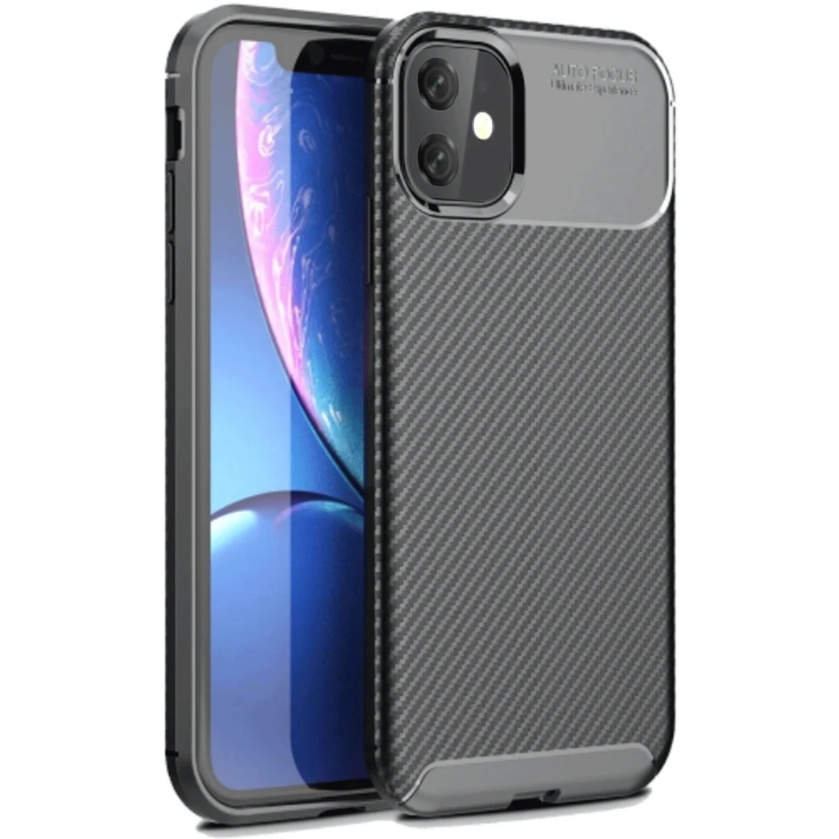 Apple iPhone 11 Kılıf Auto Focus Karbon Kapak - Siyah