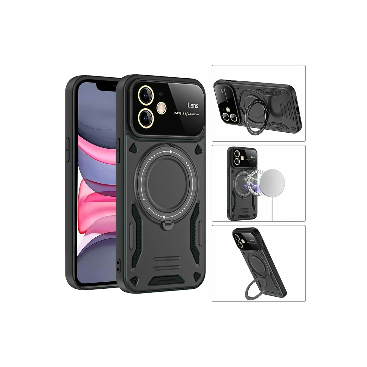 Apple iPhone 11 Kılıf Joy Lens Standlı Kapak - Mor