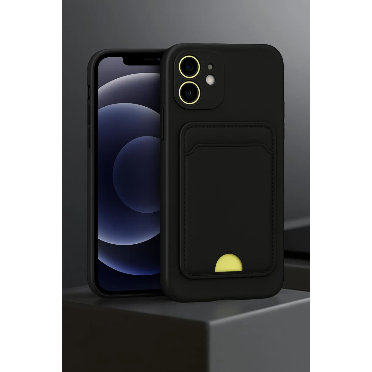 Apple iPhone 11 Kılıf Kelvin Kartvizitli Silikon - Koyu Yeşil