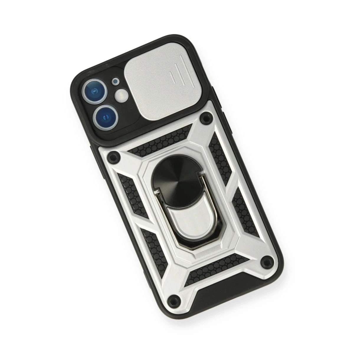 Apple iPhone 11 Kılıf Pars Lens Yüzüklü Silikon - Gümüş