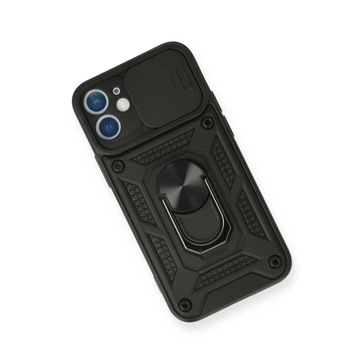 Apple iPhone 11 Kılıf Pars Lens Yüzüklü Silikon - Siyah