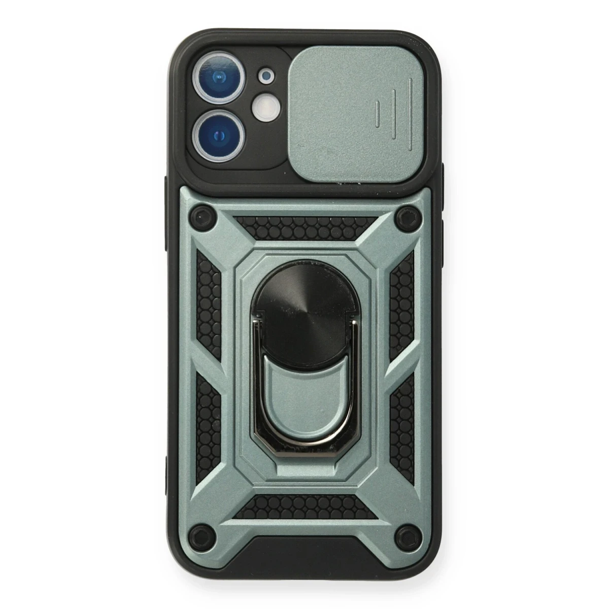 Apple iPhone 11 Kılıf Pars Lens Yüzüklü Silikon - Yeşil