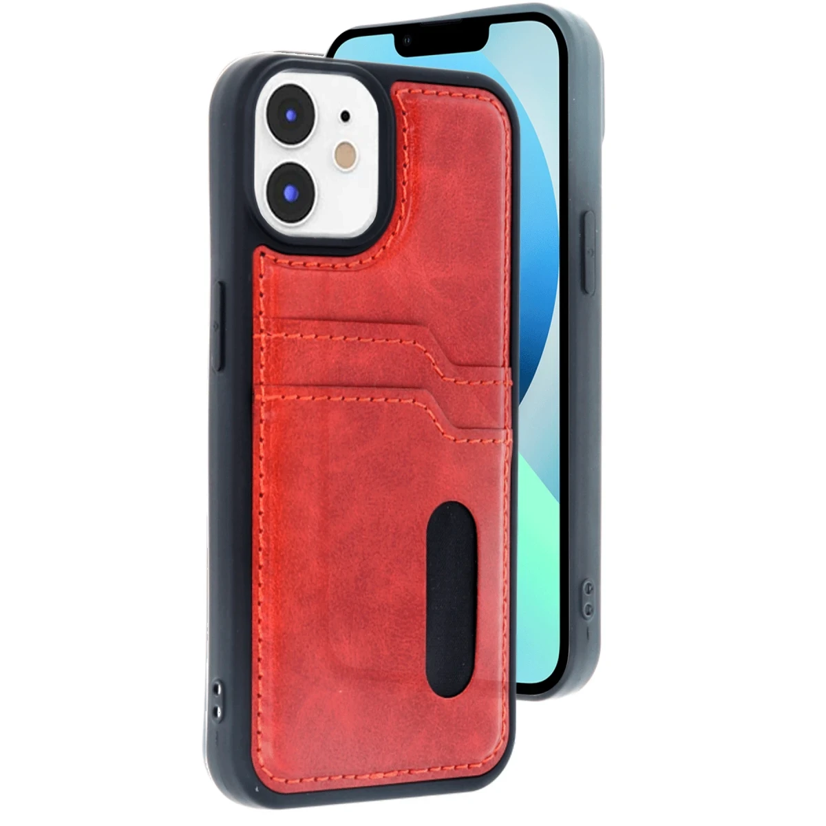Apple iPhone 11 Kılıf Sara Kartvizitli Deri Kılıf - Kırmızı