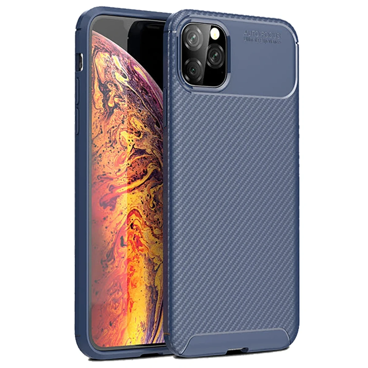Apple iPhone 11 Pro Kılıf Auto Focus Karbon Kapak - Lacivert