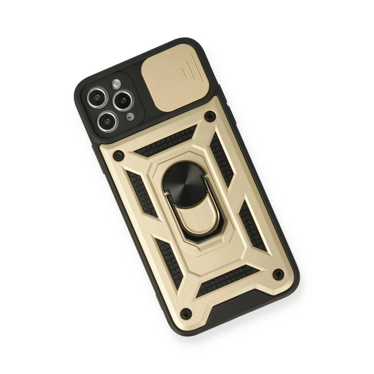 Apple iPhone 11 Pro Kılıf Pars Lens Yüzüklü Silikon - Gold