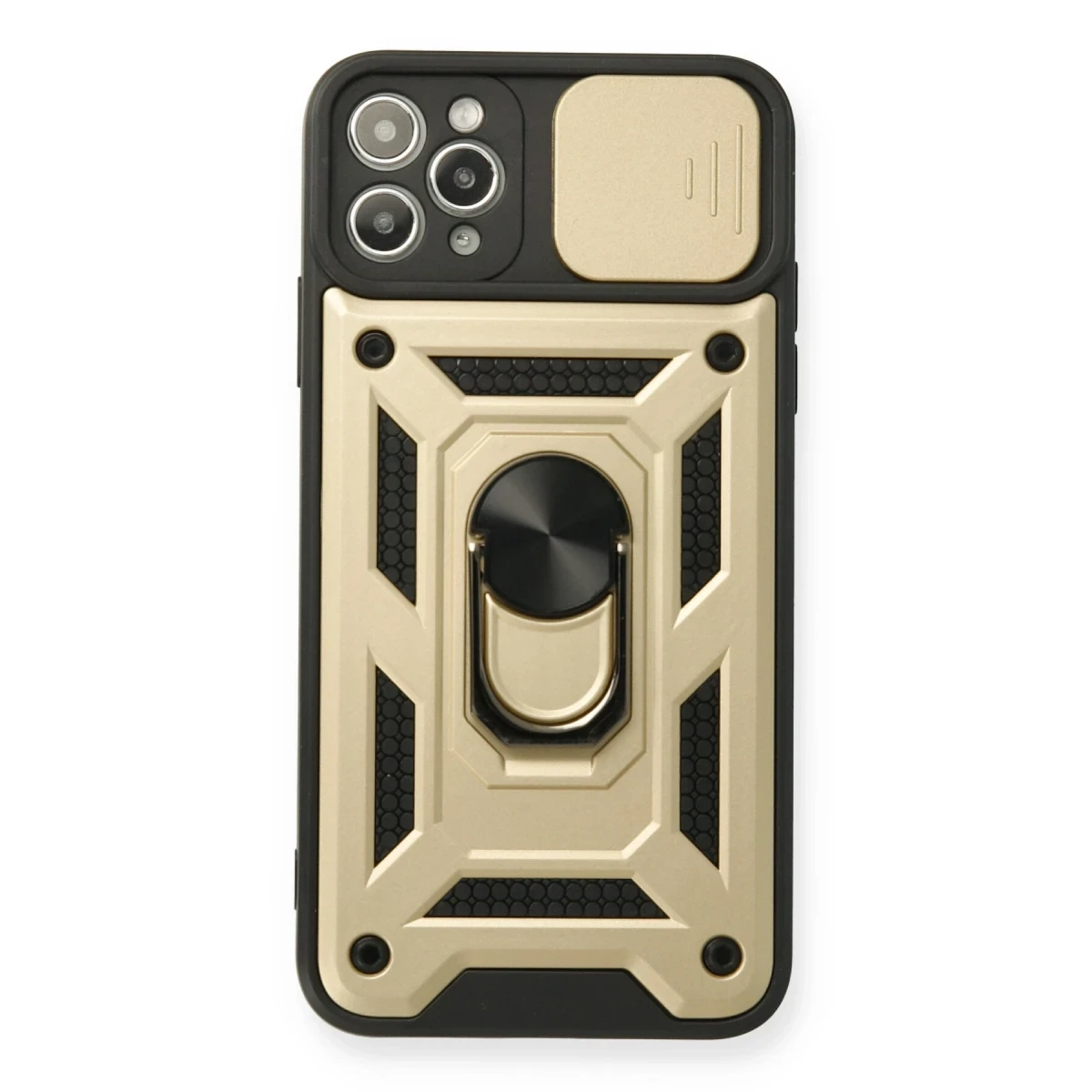 Apple iPhone 11 Pro Kılıf Pars Lens Yüzüklü Silikon - Gold