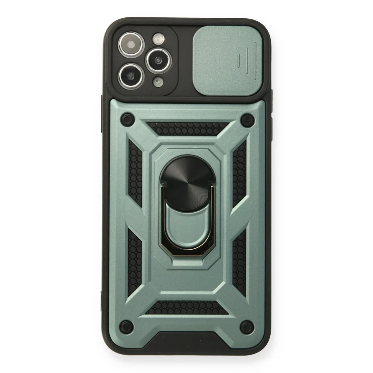 Apple iPhone 11 Pro Kılıf Pars Lens Yüzüklü Silikon - Yeşil