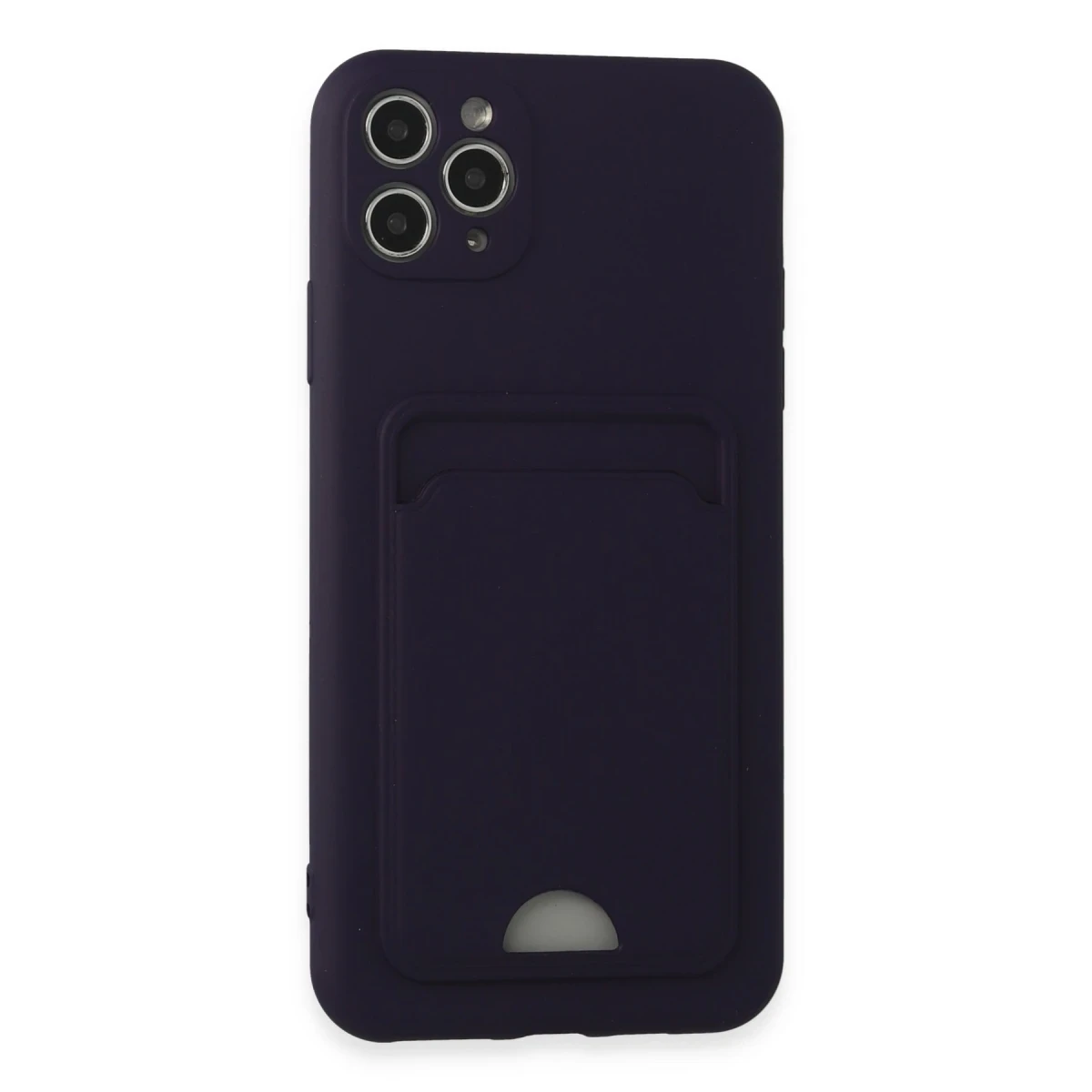 Apple iPhone 11 Pro Max Kılıf Kelvin Kartvizitli Silikon - Derin Mor