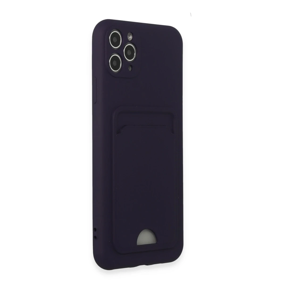 Apple iPhone 11 Pro Max Kılıf Kelvin Kartvizitli Silikon - Derin Mor