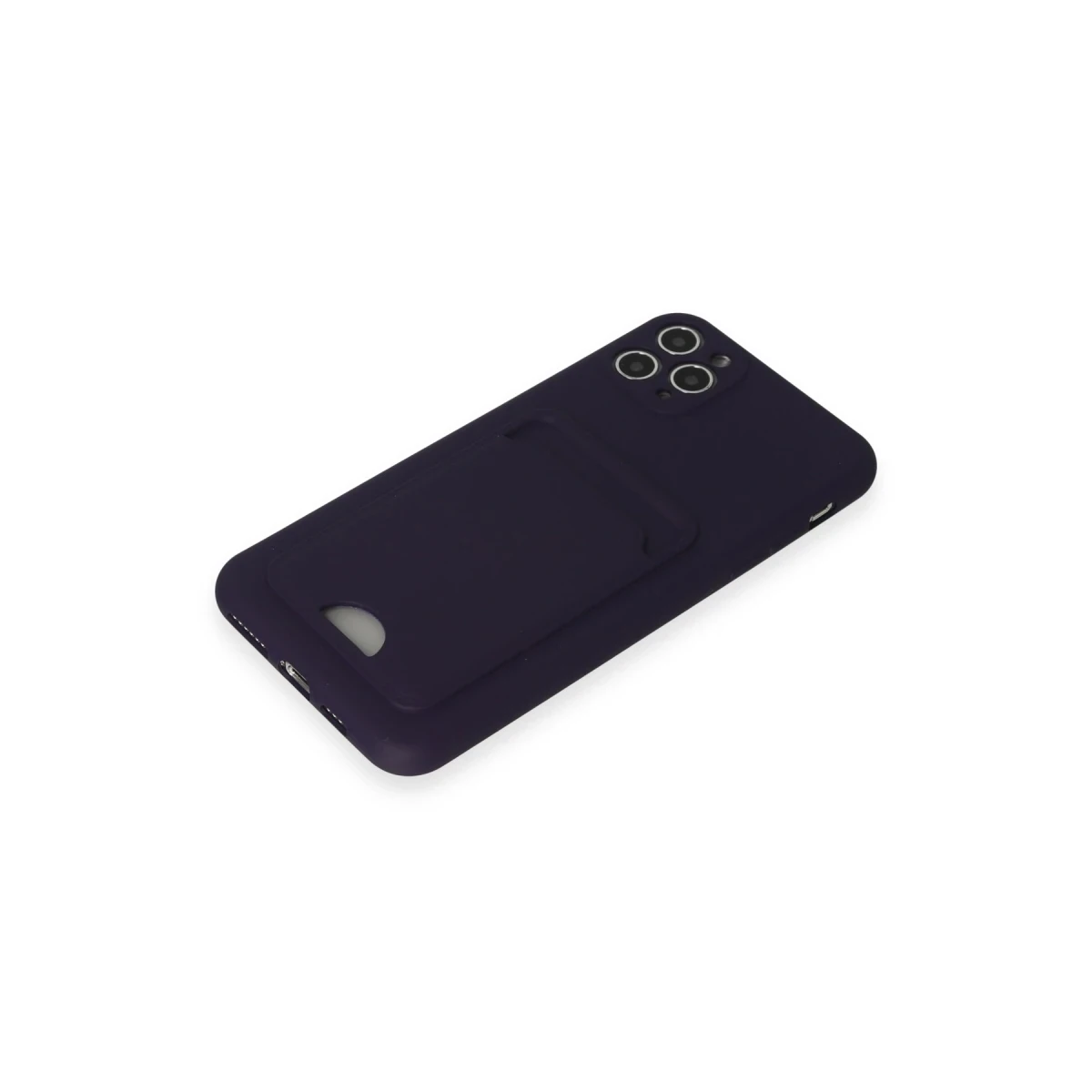 Apple iPhone 11 Pro Max Kılıf Kelvin Kartvizitli Silikon - Derin Mor