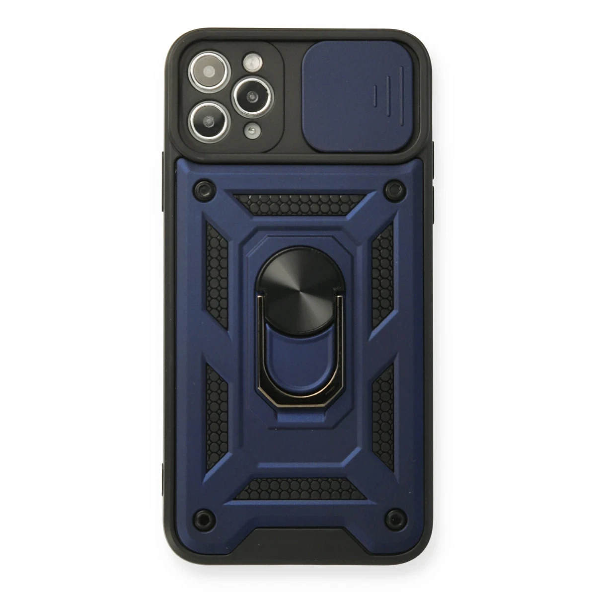 Apple iPhone 11 Pro Max Kılıf Pars Lens Yüzüklü Silikon - Lacivert