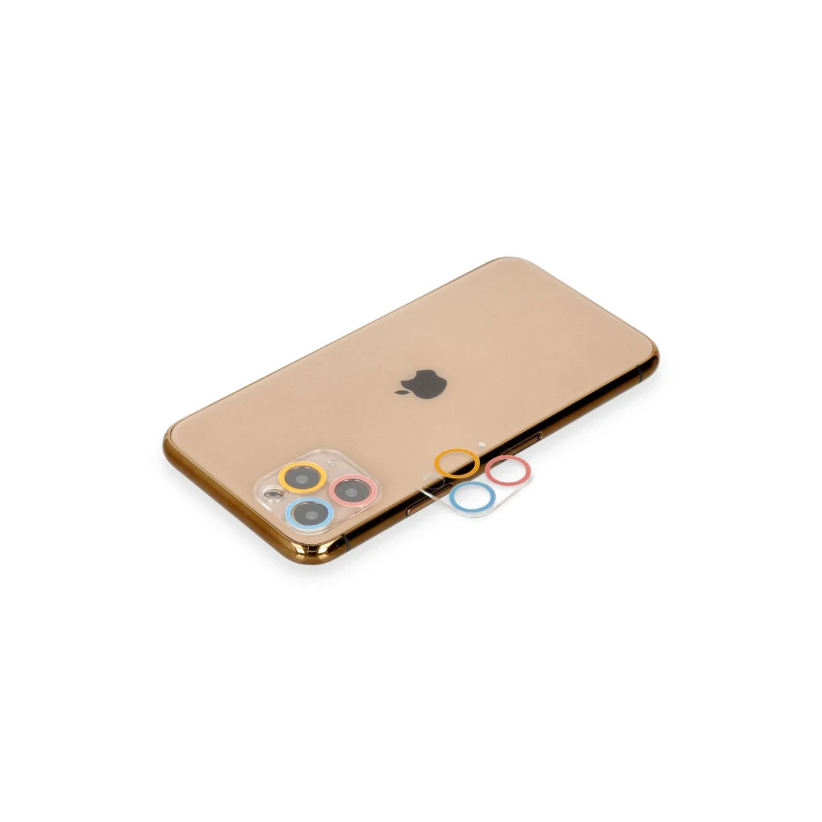 Apple iPhone 11 Pro Max Renkli Kamera Lens Koruma Cam - Pembe-Mavi