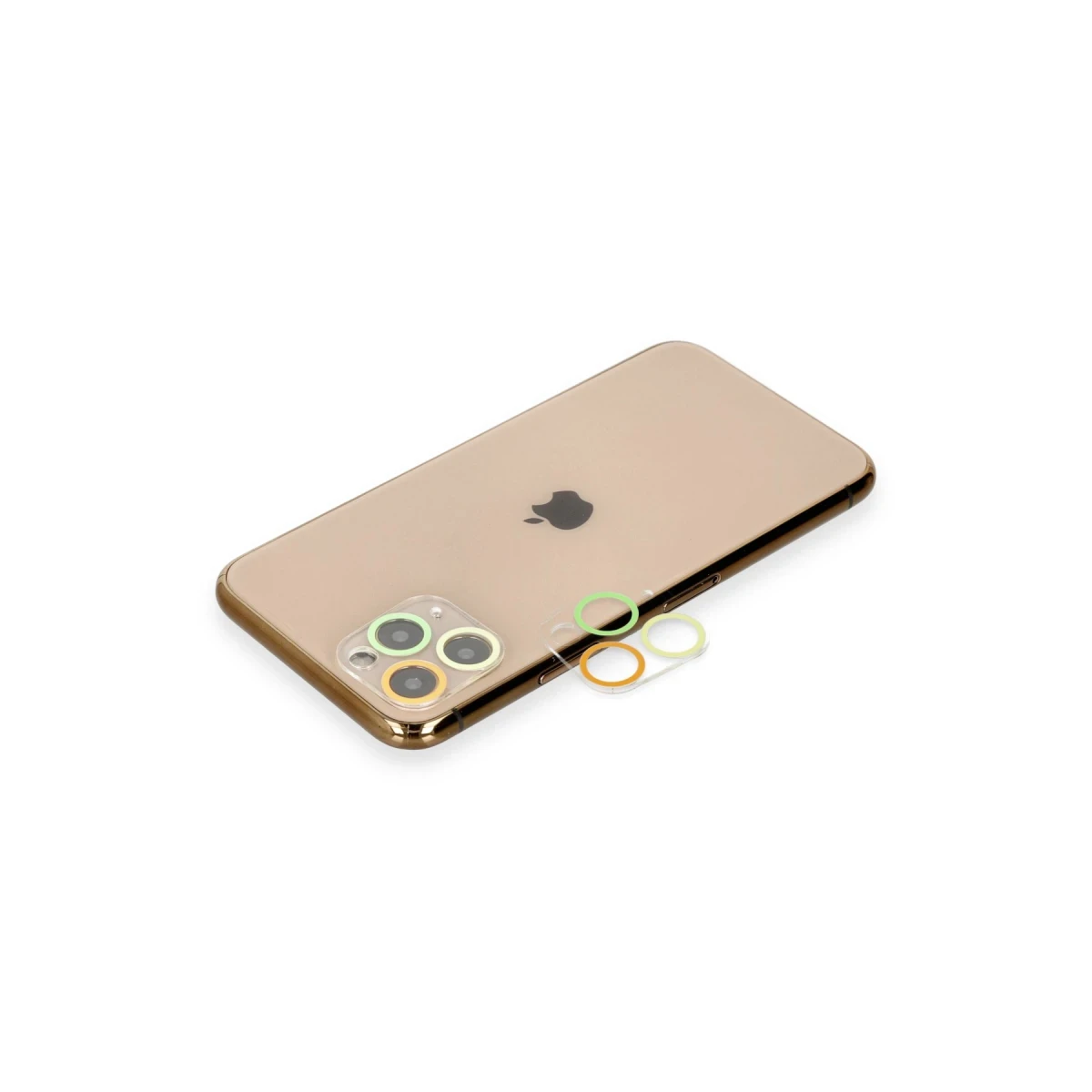 Apple iPhone 11 Pro Max Renkli Kamera Lens Koruma Cam - Sarı-Turuncu