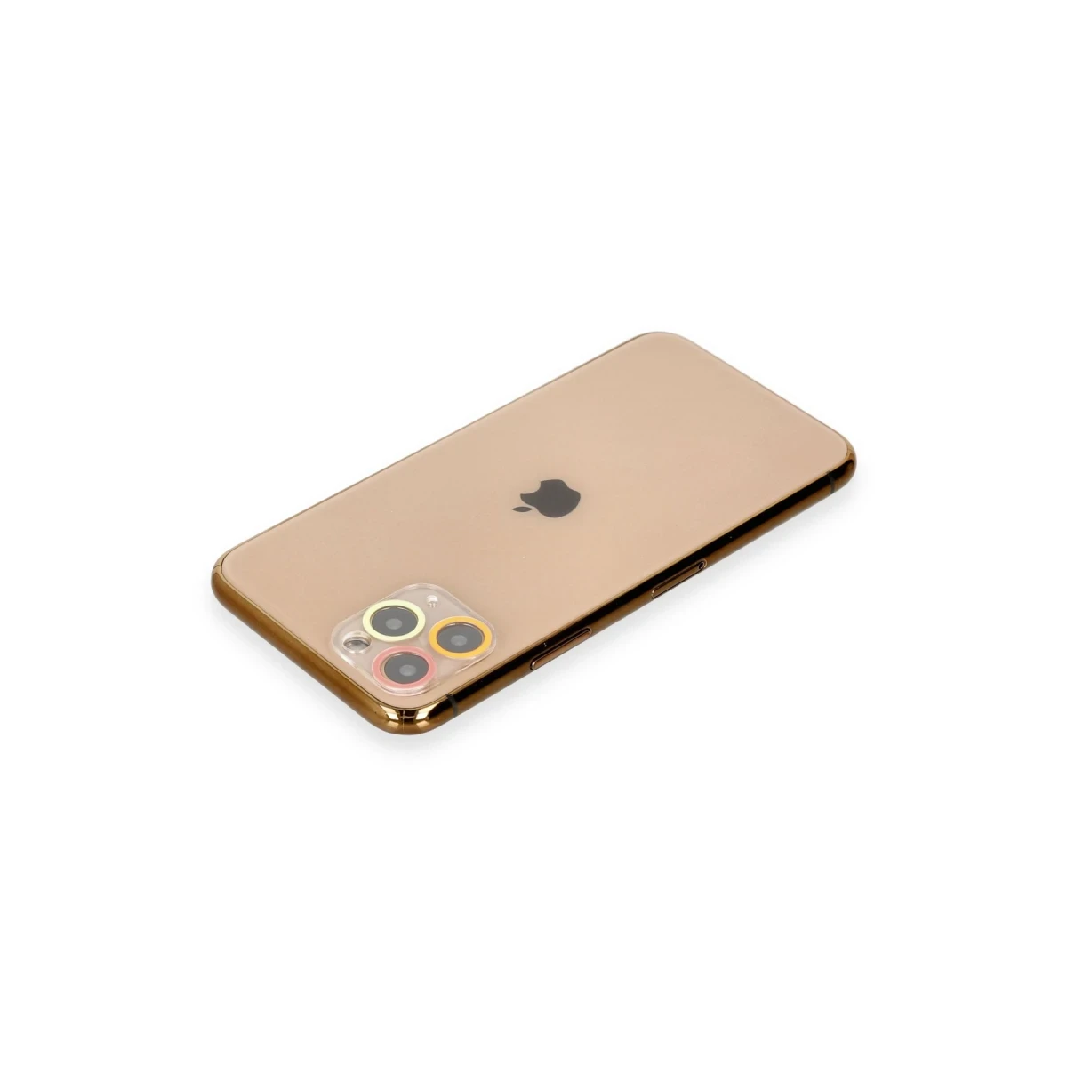Apple iPhone 11 Pro Max Renkli Kamera Lens Koruma Cam - Turuncu-Kırmızı