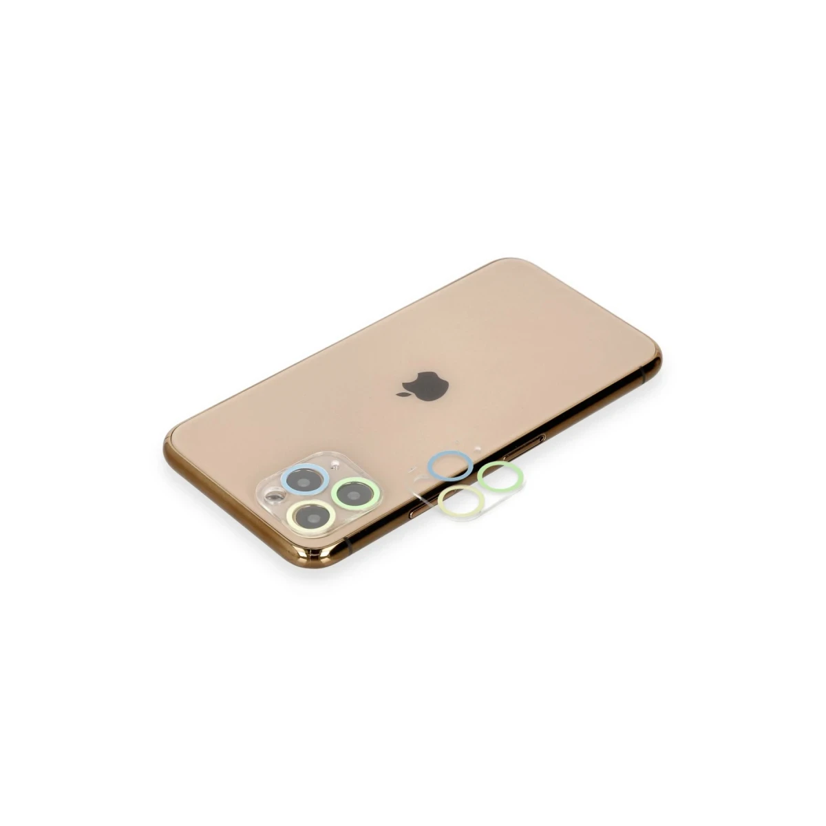 Apple iPhone 11 Pro Renkli Kamera Lens Koruma Cam - Yeşil-Sarı