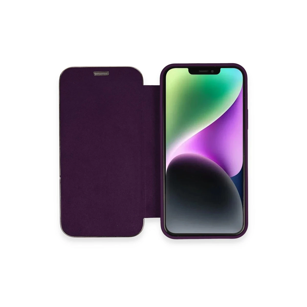 Apple iPhone 12 Kılıf Dolpin Kapaklı - Derin Mor