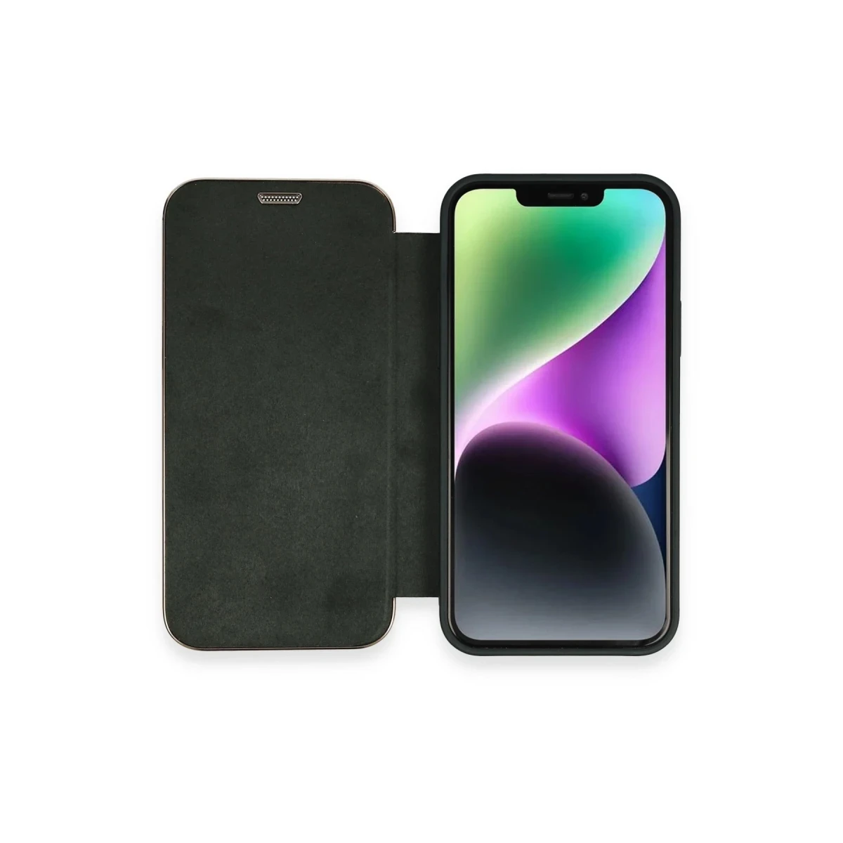 Apple iPhone 12 Kılıf Dolpin Kapaklı - Koyu Yeşil