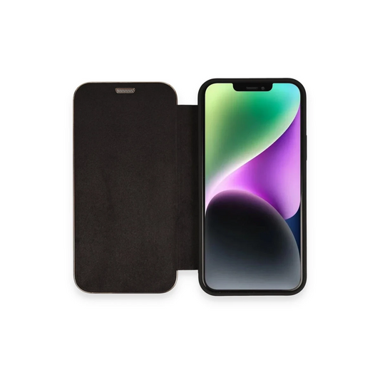 Apple iPhone 12 Kılıf Dolpin Kapaklı - Siyah