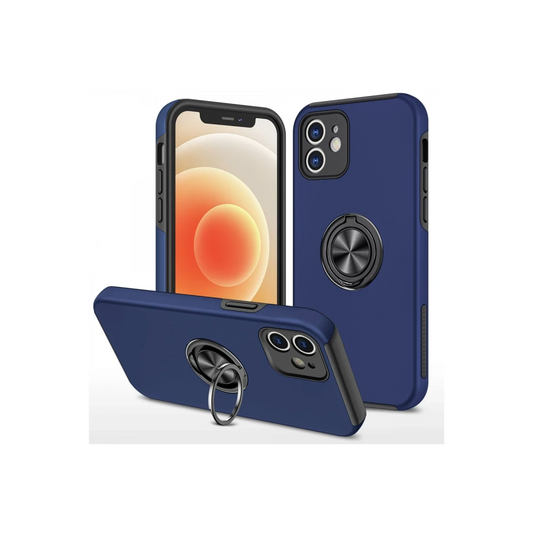 Apple iPhone 12 Kılıf Elit Yüzüklü Kapak - Lacivert