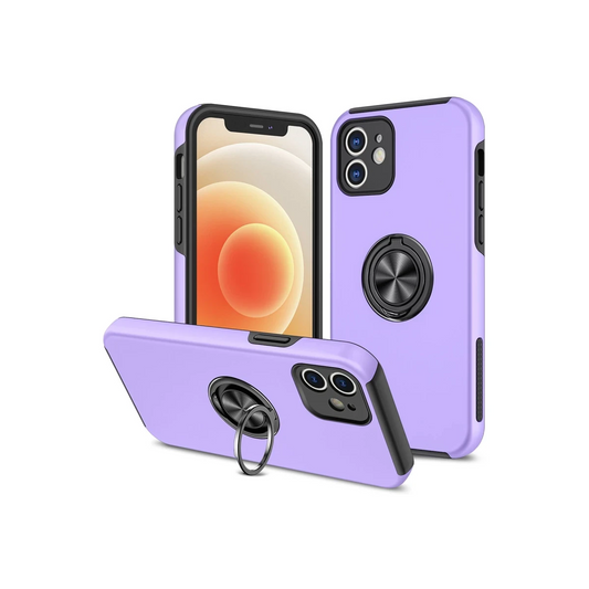 Apple iPhone 12 Kılıf Elit Yüzüklü Kapak - Mor