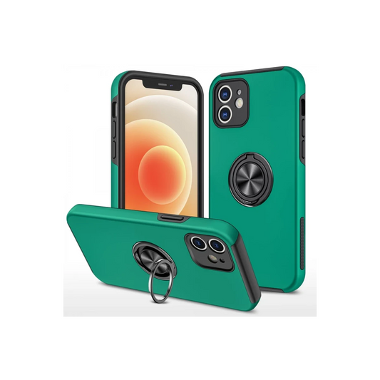 Apple iPhone 12 Kılıf Elit Yüzüklü Kapak - Yeşil