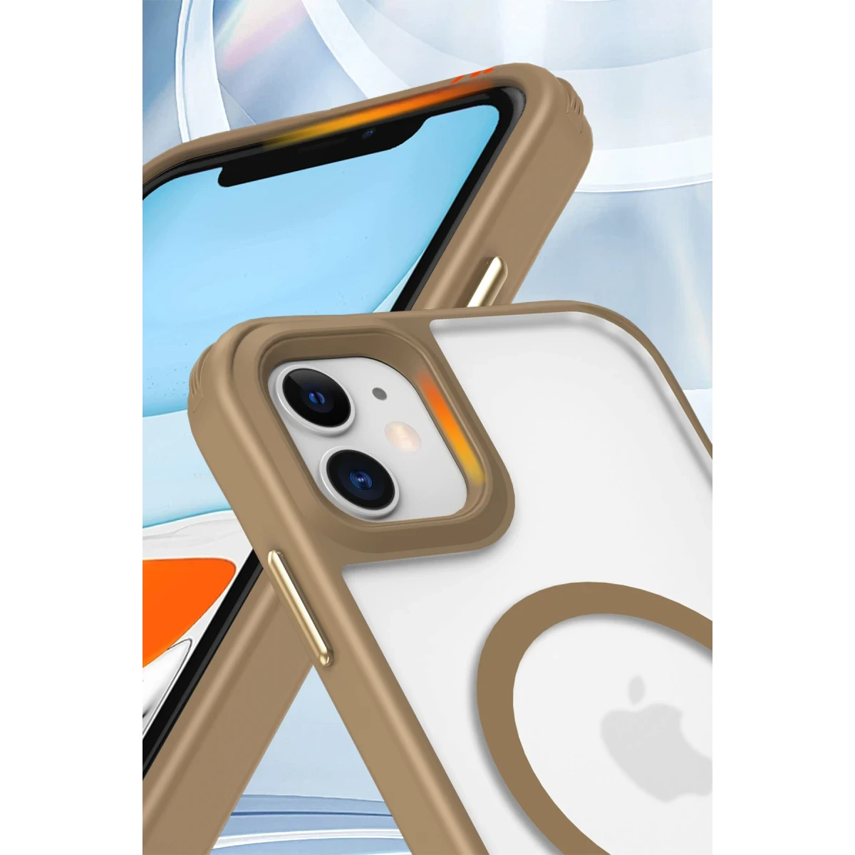Apple iPhone 12 Kılıf Enka Magsafe Silikon Kılıf - Desert