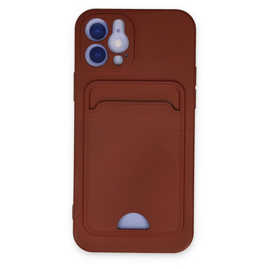 Apple iPhone 12 Kılıf Kelvin Kartvizitli Silikon - Bordo