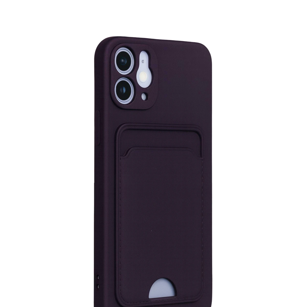 Apple iPhone 12 Kılıf Kelvin Kartvizitli Silikon - Derin Mor