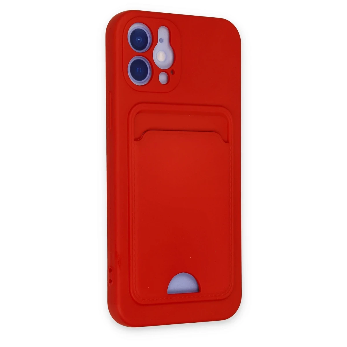 Apple iPhone 12 Kılıf Kelvin Kartvizitli Silikon - Kırmızı
