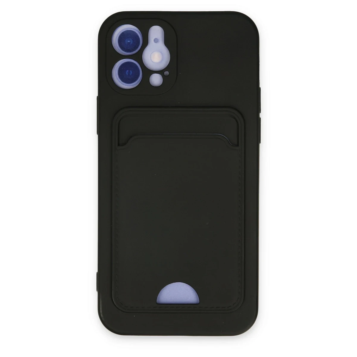 Apple iPhone 12 Kılıf Kelvin Kartvizitli Silikon - Siyah