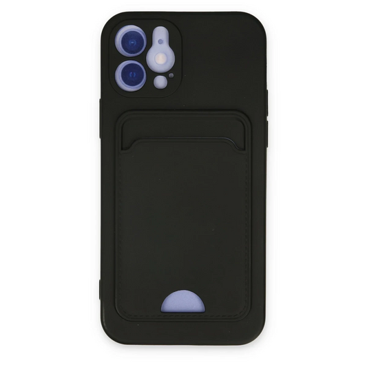 Apple iPhone 12 Kılıf Kelvin Kartvizitli Silikon - Siyah