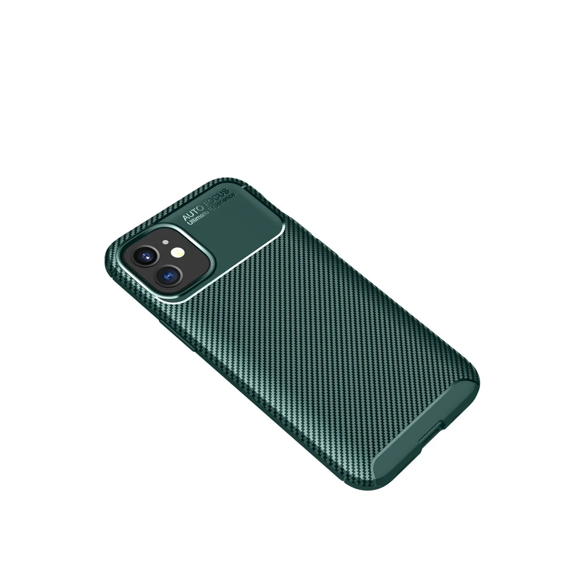 Apple iPhone 12 Mini Kılıf Auto Focus Karbon Kapak - Yeşil