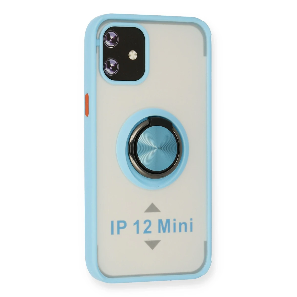 Apple iPhone 12 Mini Kılıf Montreal Yüzüklü Silikon Kapak - Buz Mavi