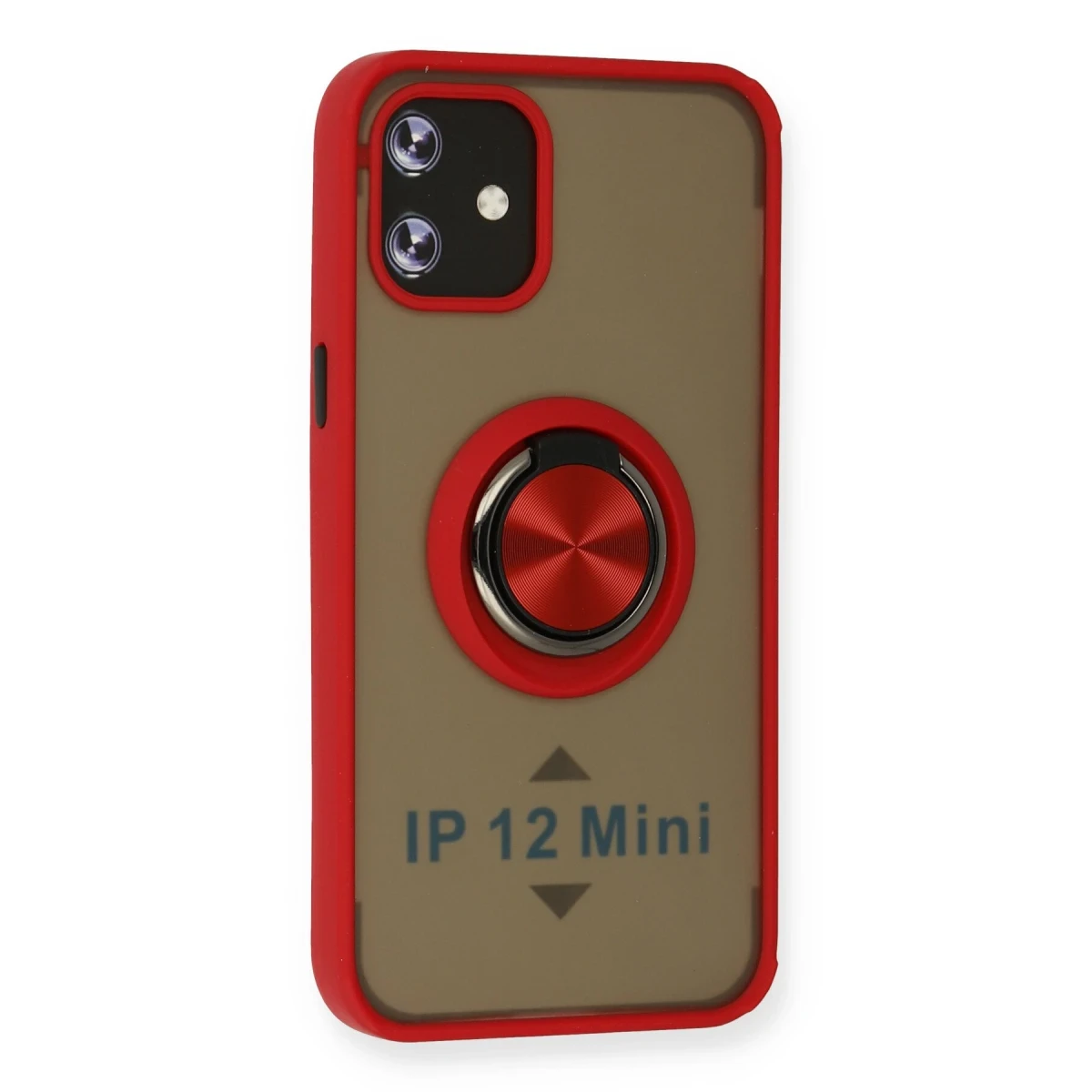 Apple iPhone 12 Mini Kılıf Montreal Yüzüklü Silikon Kapak - Kırmızı