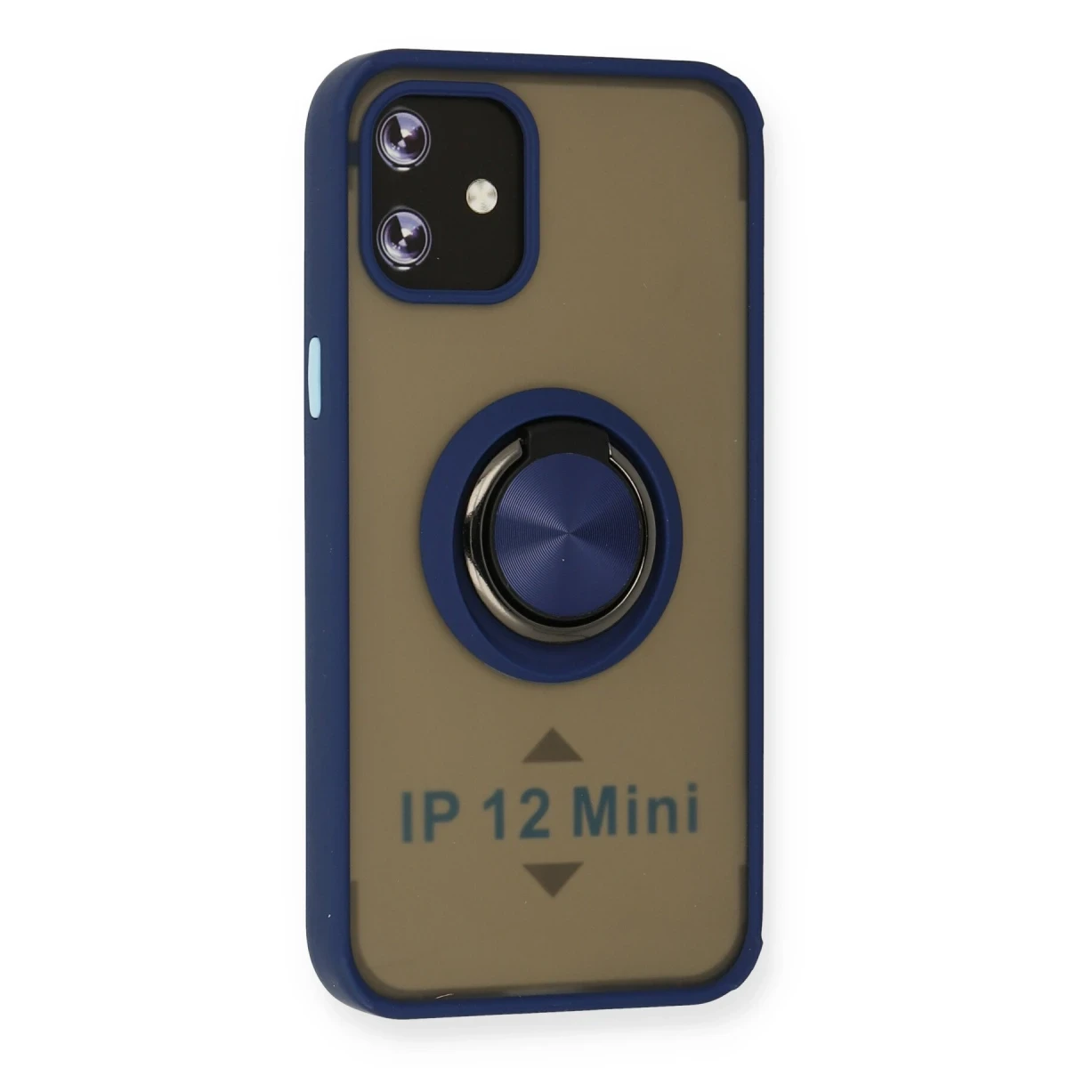 Apple iPhone 12 Mini Kılıf Montreal Yüzüklü Silikon Kapak - Lacivert