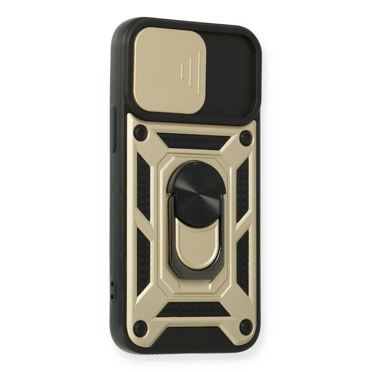 Apple iPhone 12 Mini Kılıf Pars Lens Yüzüklü Silikon - Gold