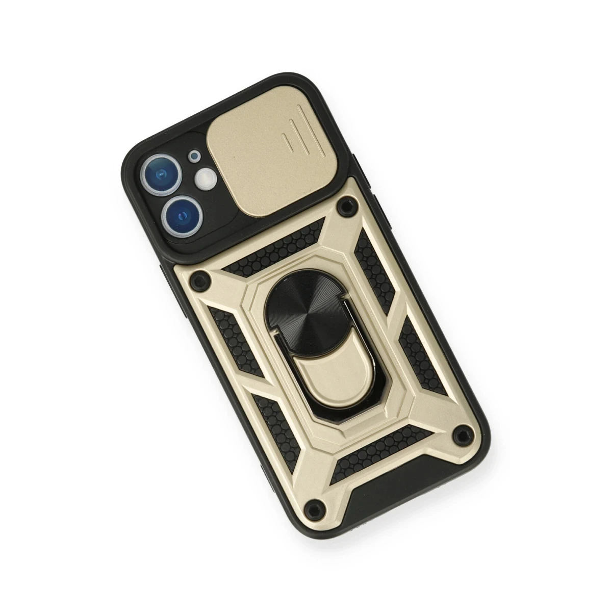 Apple iPhone 12 Mini Kılıf Pars Lens Yüzüklü Silikon - Gold