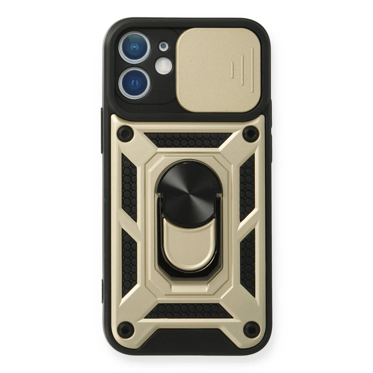 Apple iPhone 12 Mini Kılıf Pars Lens Yüzüklü Silikon - Gold