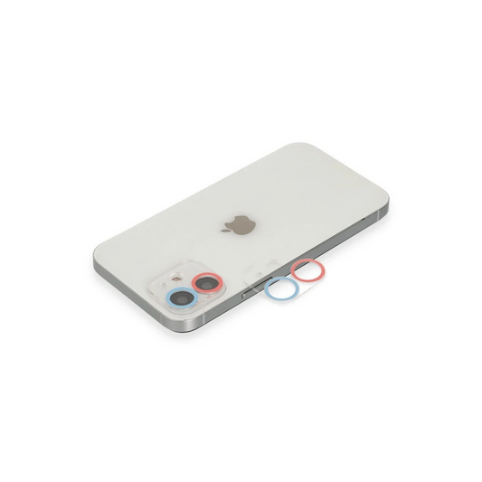 Apple iPhone 12 Mini Renkli Kamera Lens Koruma Cam - Pembe-Mavi