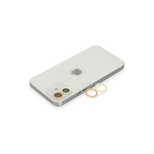 Apple iPhone 12 Mini Renkli Kamera Lens Koruma Cam - Sarı-Turuncu